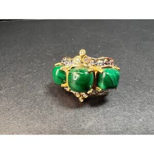 NEW Malachite two toned ring in sterling silver size 7